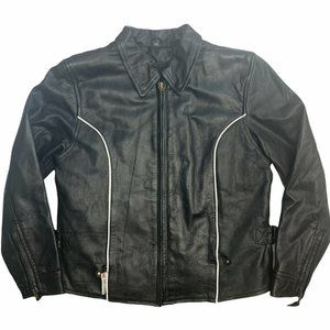 Mens Authentic Vintage Scotchlite 3M Motorcycle Jacket Black Leather Size XL